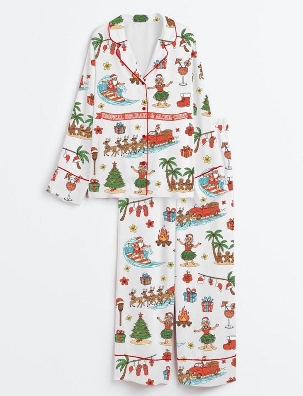 Tropical Christmas Pajamas: Hawaiian Santa Claus Sleepwear for a Fun Beach Holiday!