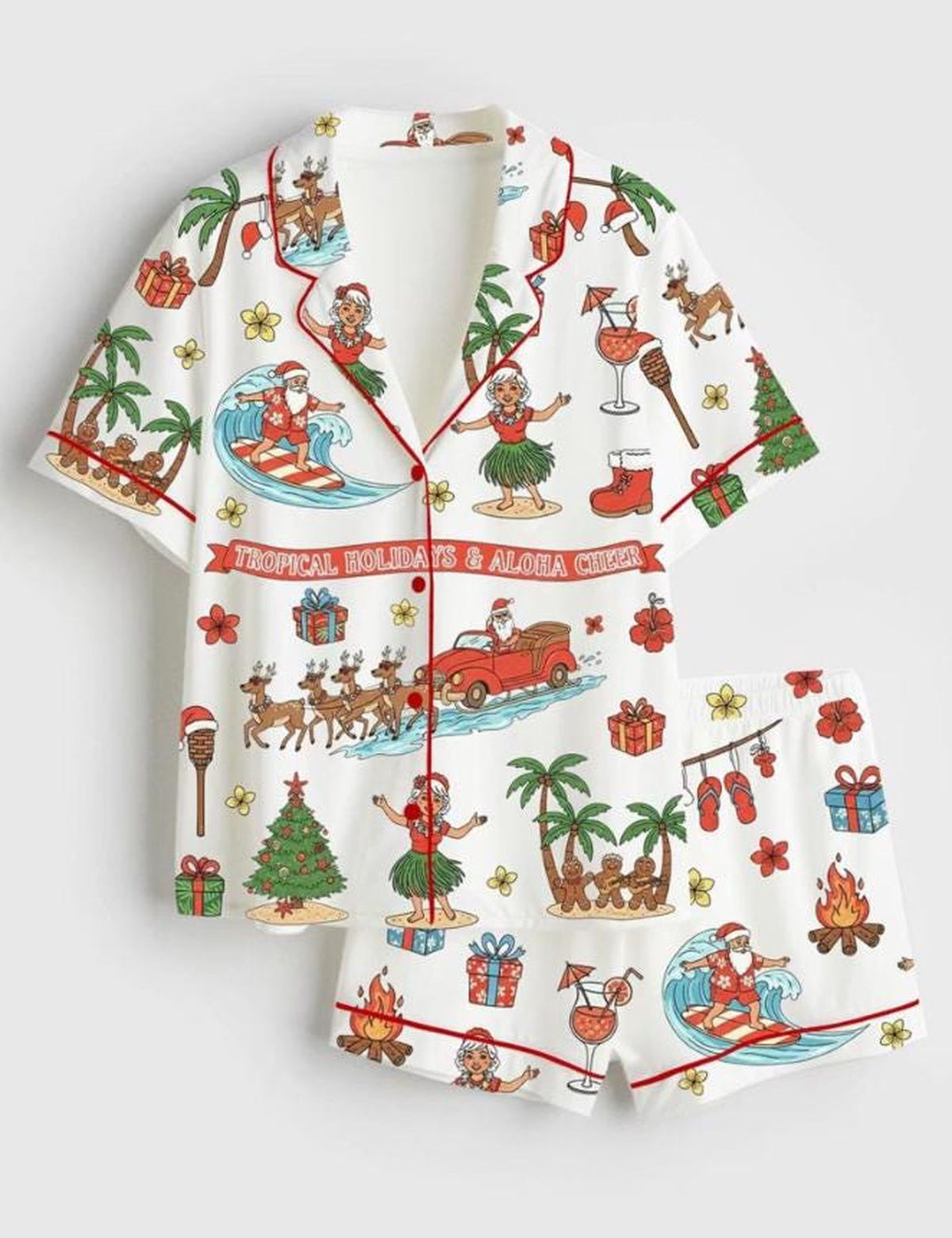 Tropical Christmas Pajamas: Hawaiian Santa Claus Sleepwear for a Fun Beach Holiday!
