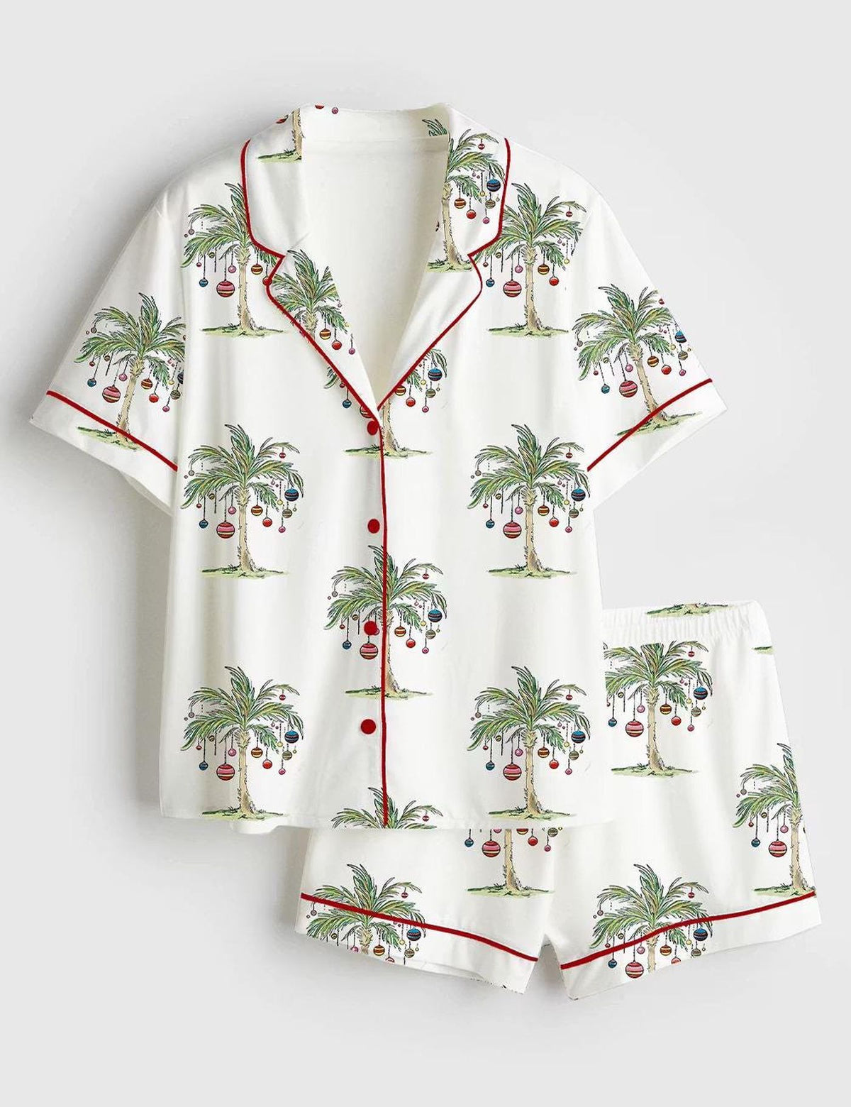 Shop Tropical Christmas Pajamas: Aloha Beach Santa Satin PJS for July Holiday Sleepwear