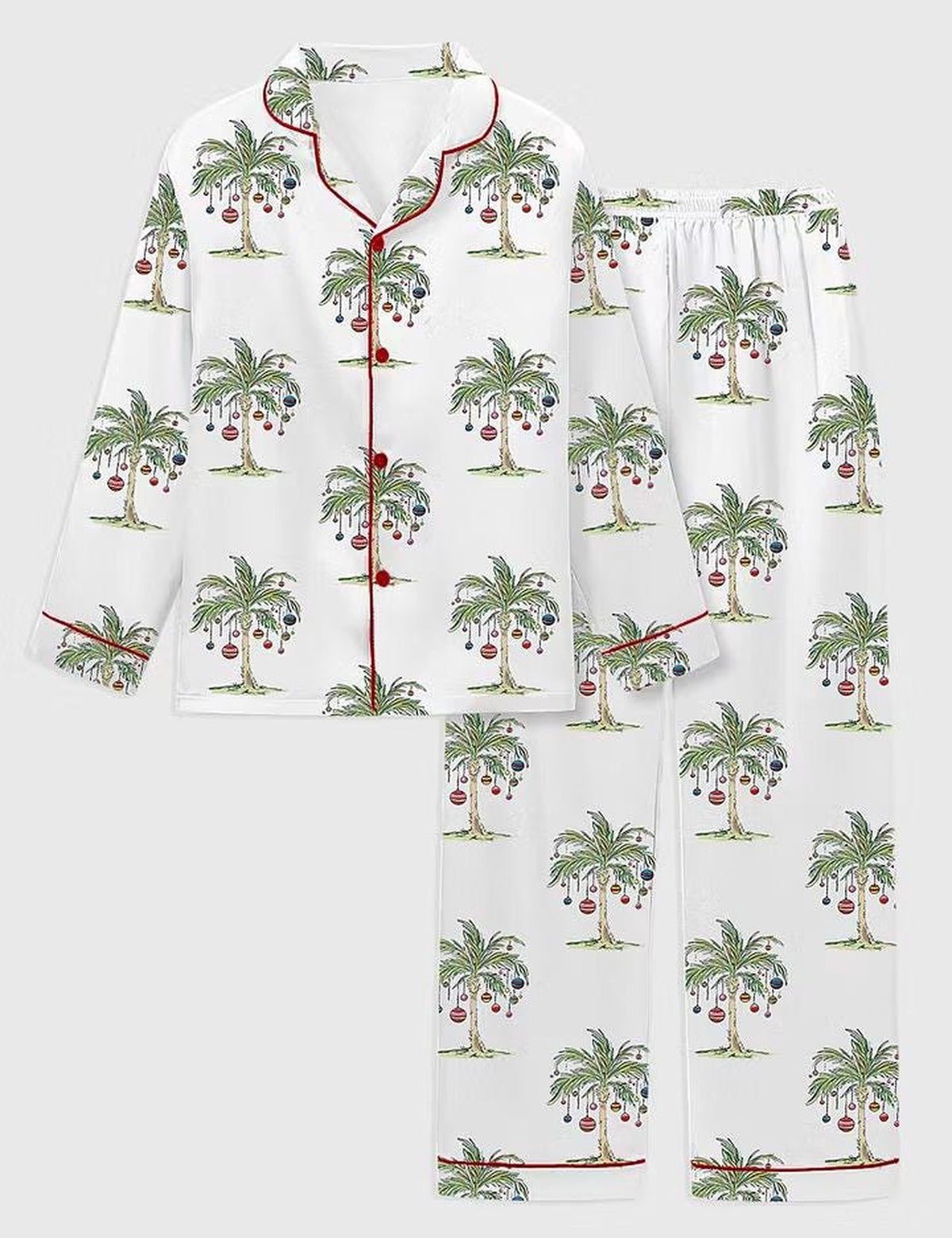 Shop Tropical Christmas Pajamas: Aloha Beach Santa Satin PJS for July Holiday Sleepwear