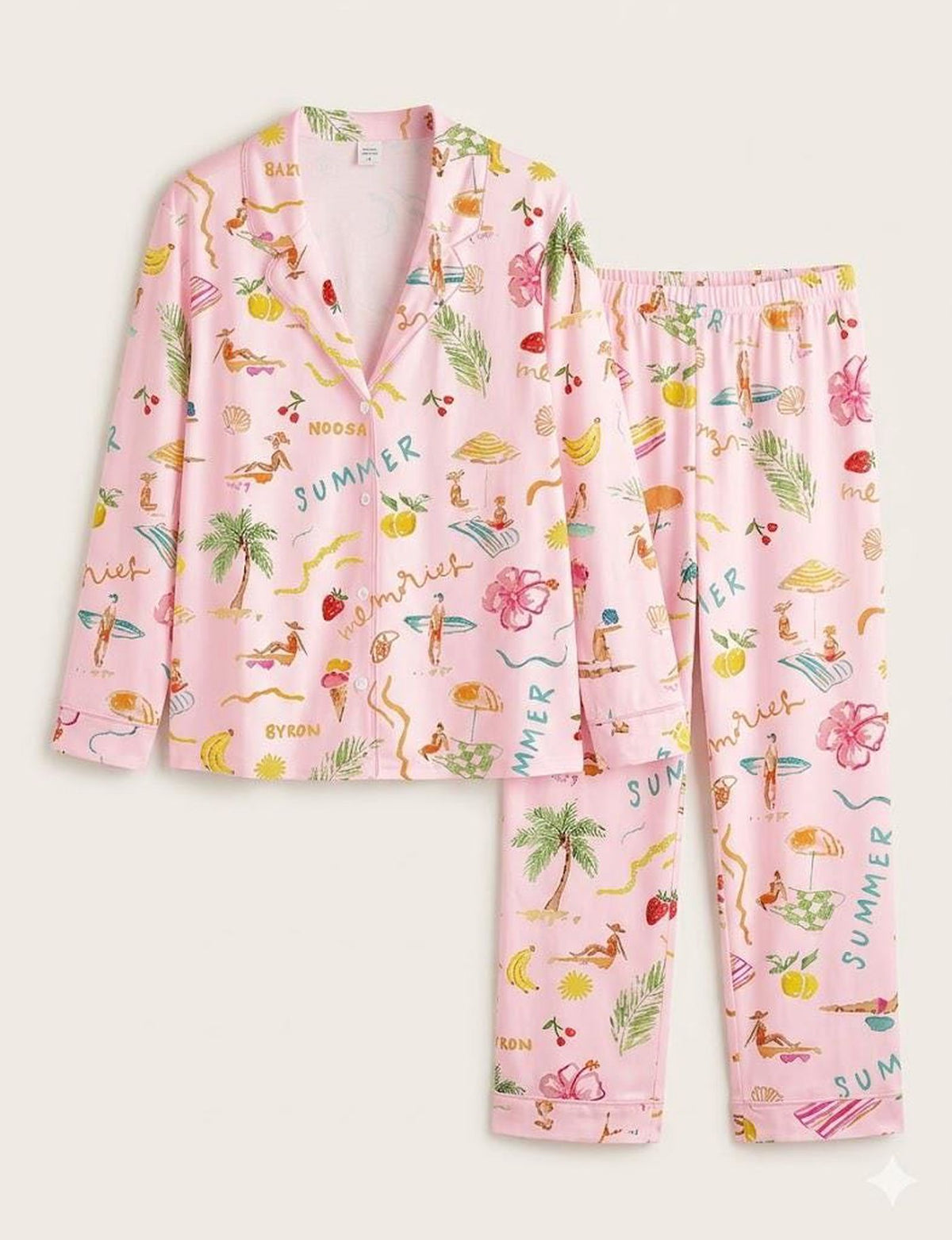 Tropical Print Pajama Set - Perfect for Beach Vacations and Girls Trips!