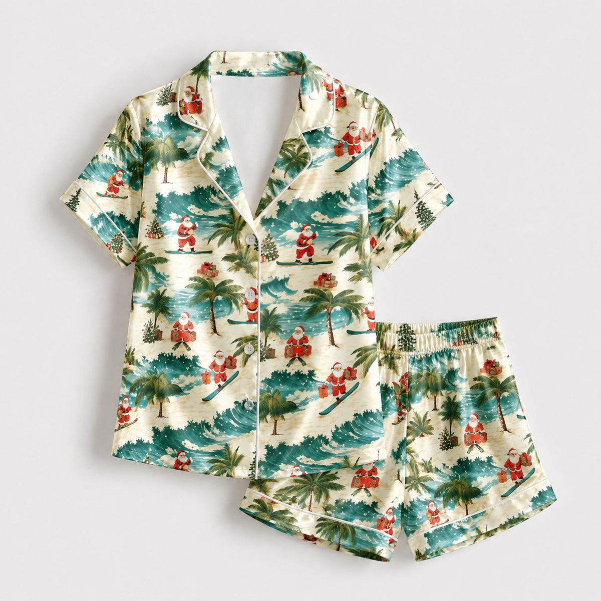 Tropical Santa Surfing Pajama Set Christmas Beach Holiday