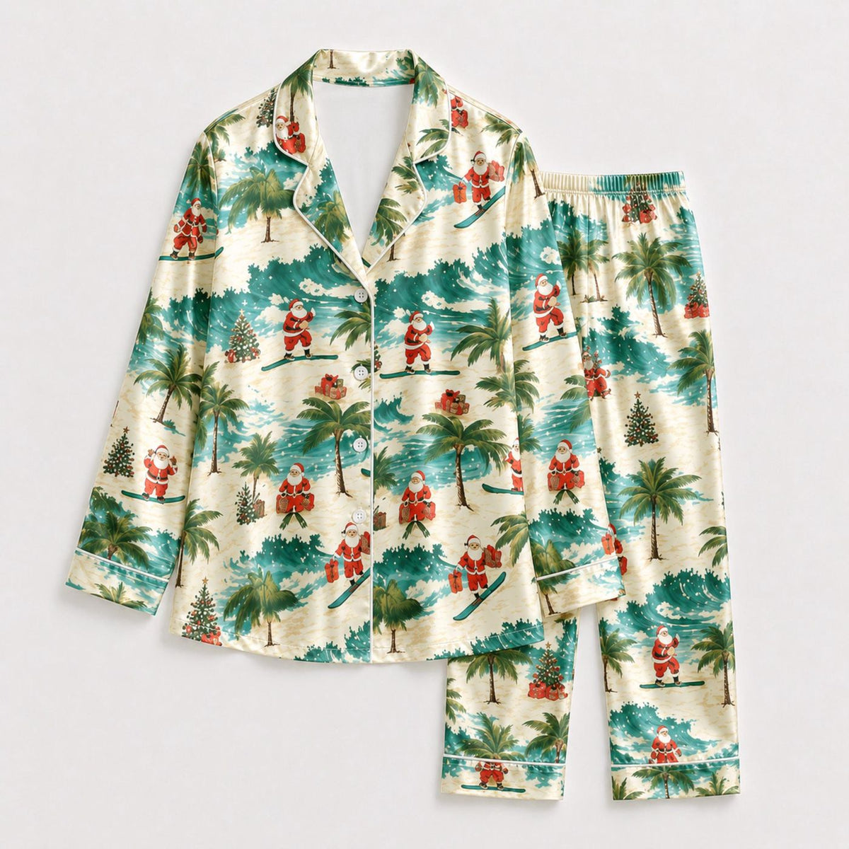 Tropical Santa Surfing Pajama Set Christmas Beach Holiday