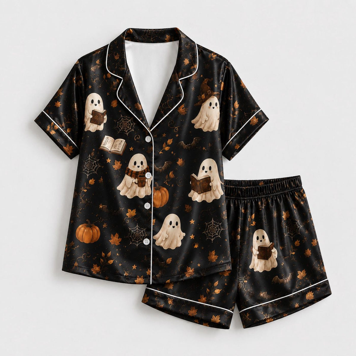 Spooky Twilight Halloween Pajama Set with Seasonal Print - Limited Edition