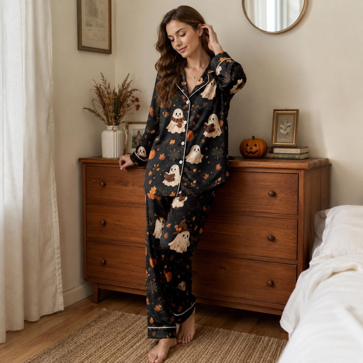 Spooky Twilight Halloween Pajama Set with Seasonal Print - Limited Edition