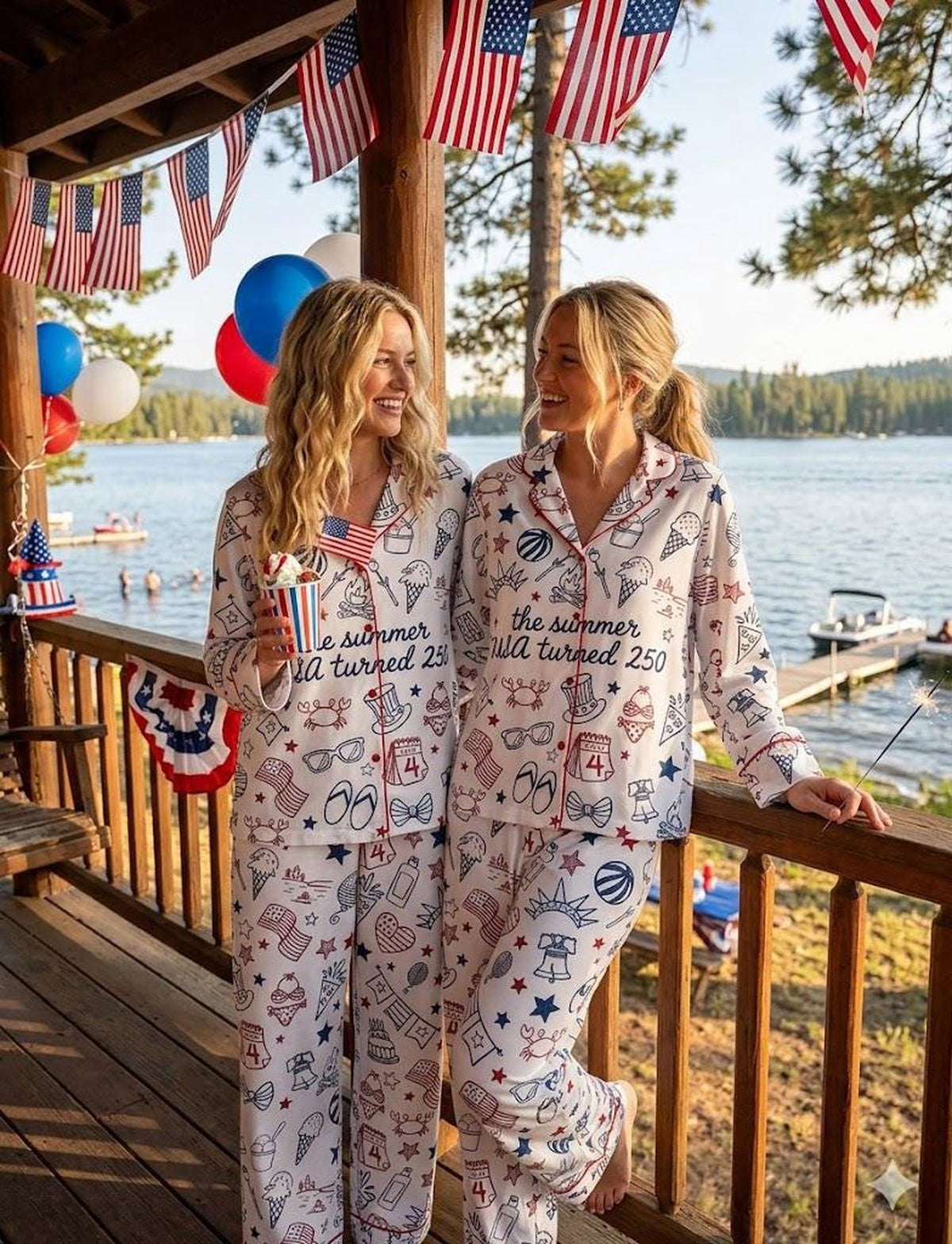 USA 250th Birthday Pajamas Set – Patriotic 4th of July Sleepwear for Celebration