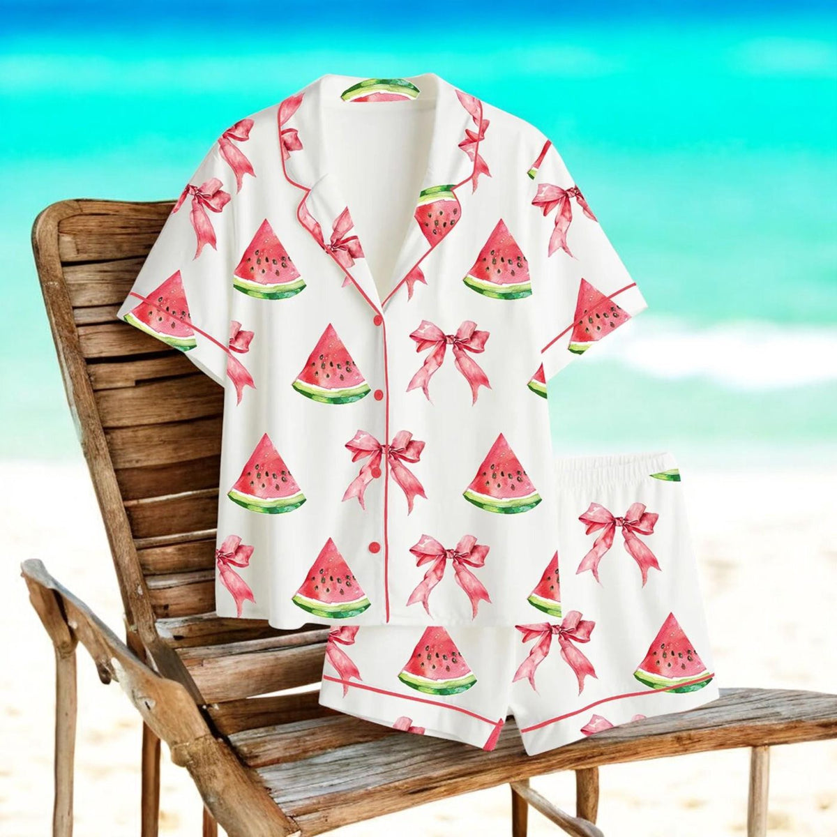 Women s Watermelon Pajama Set: Cute Summer Fruit Sleepwear Gift