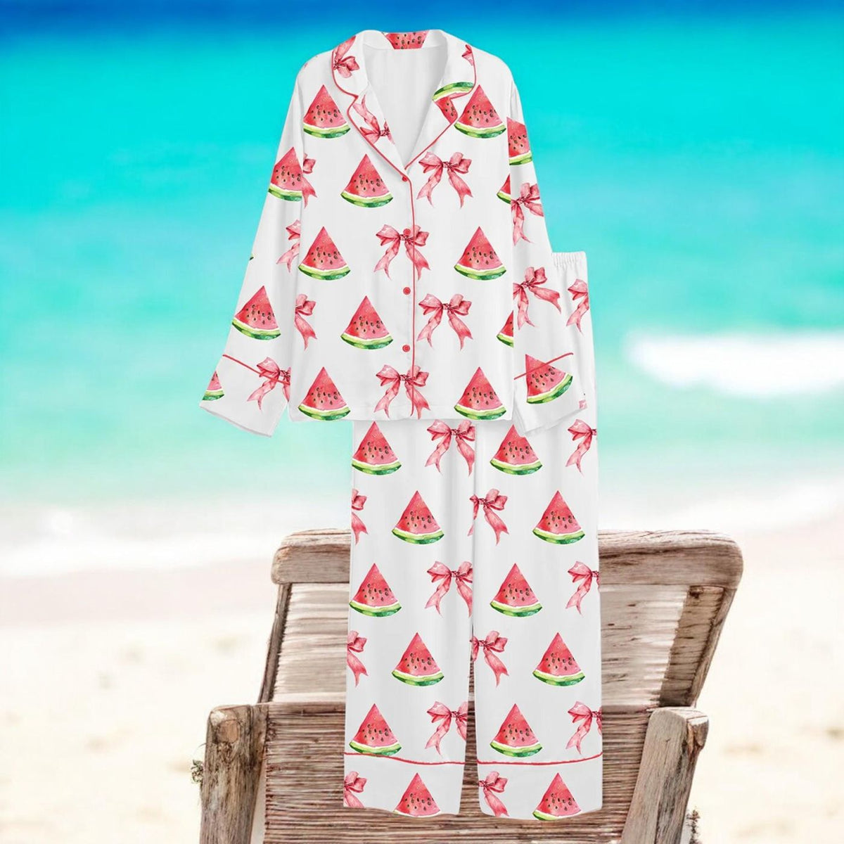 Women s Watermelon Pajama Set: Cute Summer Fruit Sleepwear Gift
