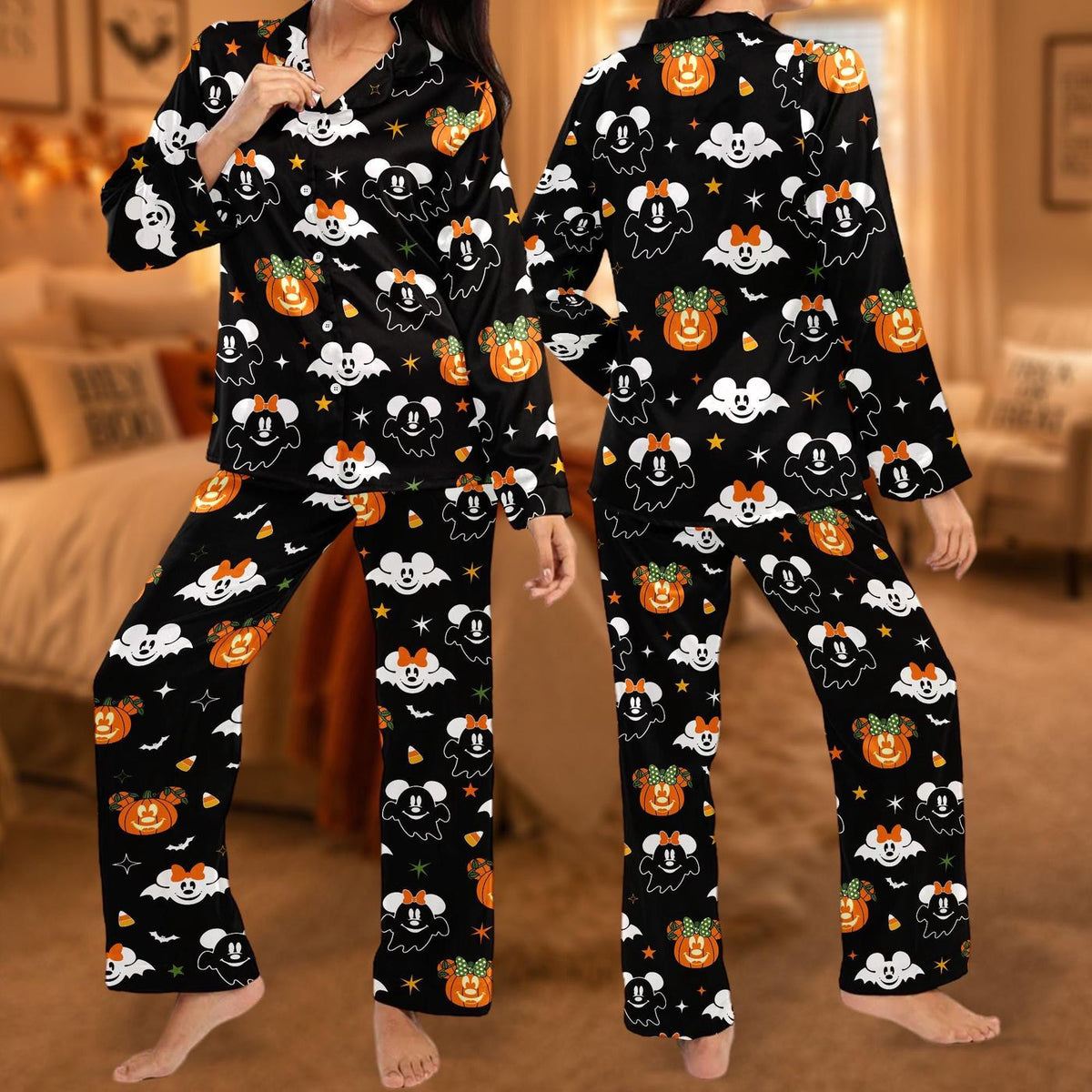 Wdw Mickey & Friends Halloween Pajamas Unisex Horror Movie Sleepwear
