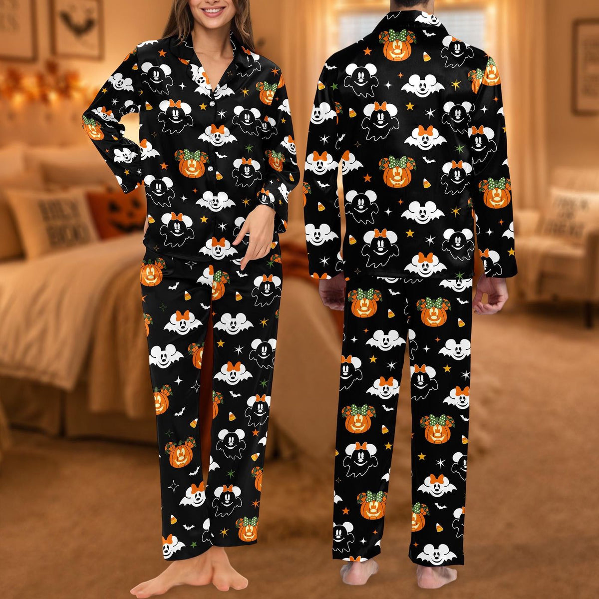 Wdw Mickey & Friends Halloween Pajamas Unisex Horror Movie Sleepwear