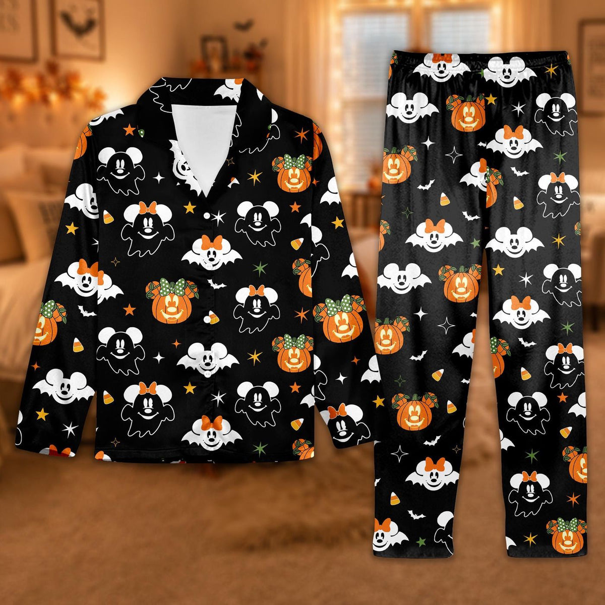 Wdw Mickey & Friends Halloween Pajamas Unisex Horror Movie Sleepwear