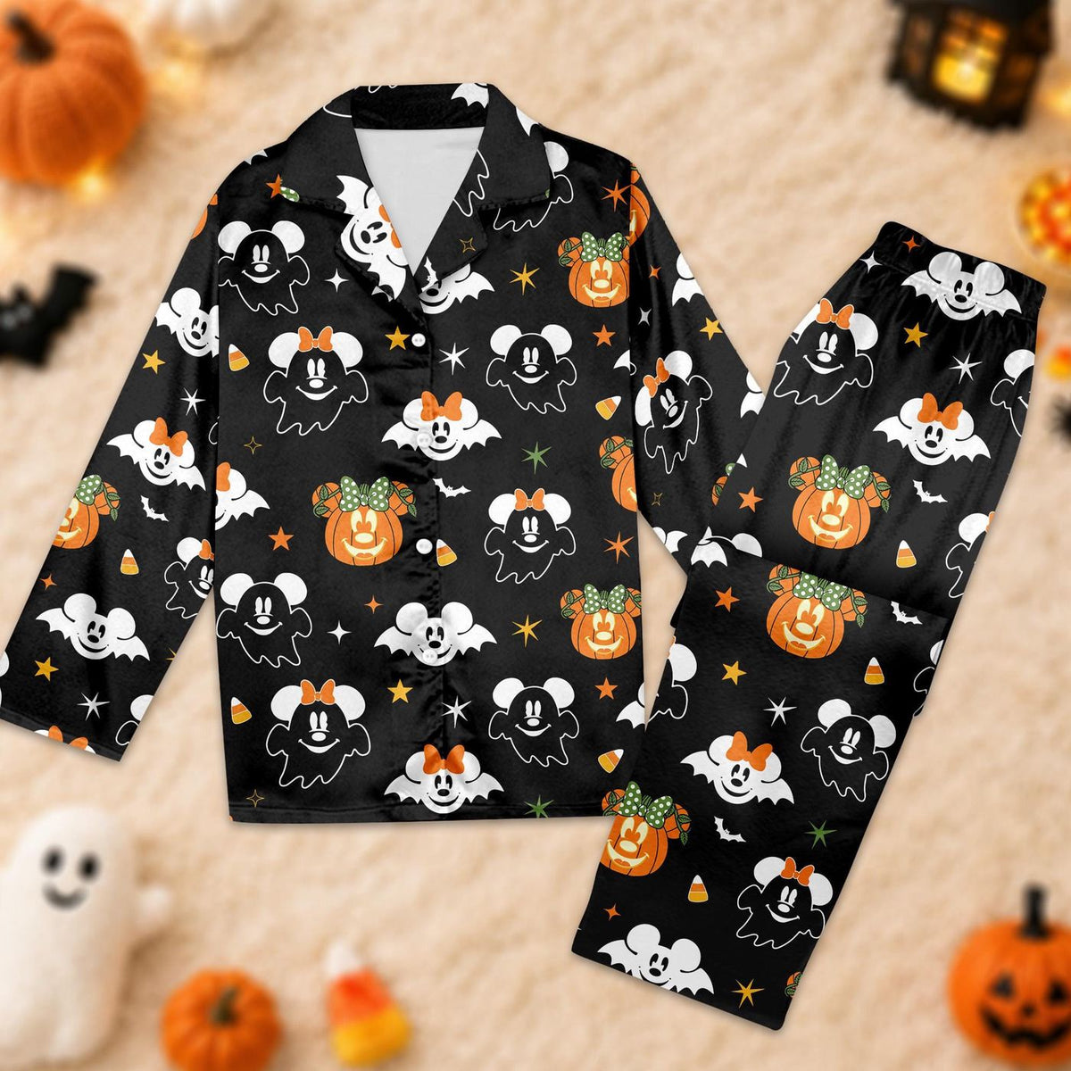 Wdw Mickey & Friends Halloween Pajamas Unisex Horror Movie Sleepwear