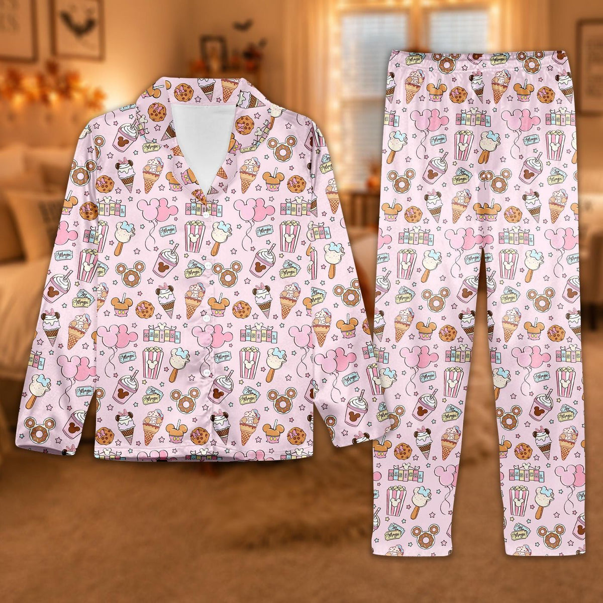 Mickey & Friends Magic Kingdom Pajamas Unisex Girls Holiday Trip Sleepwear