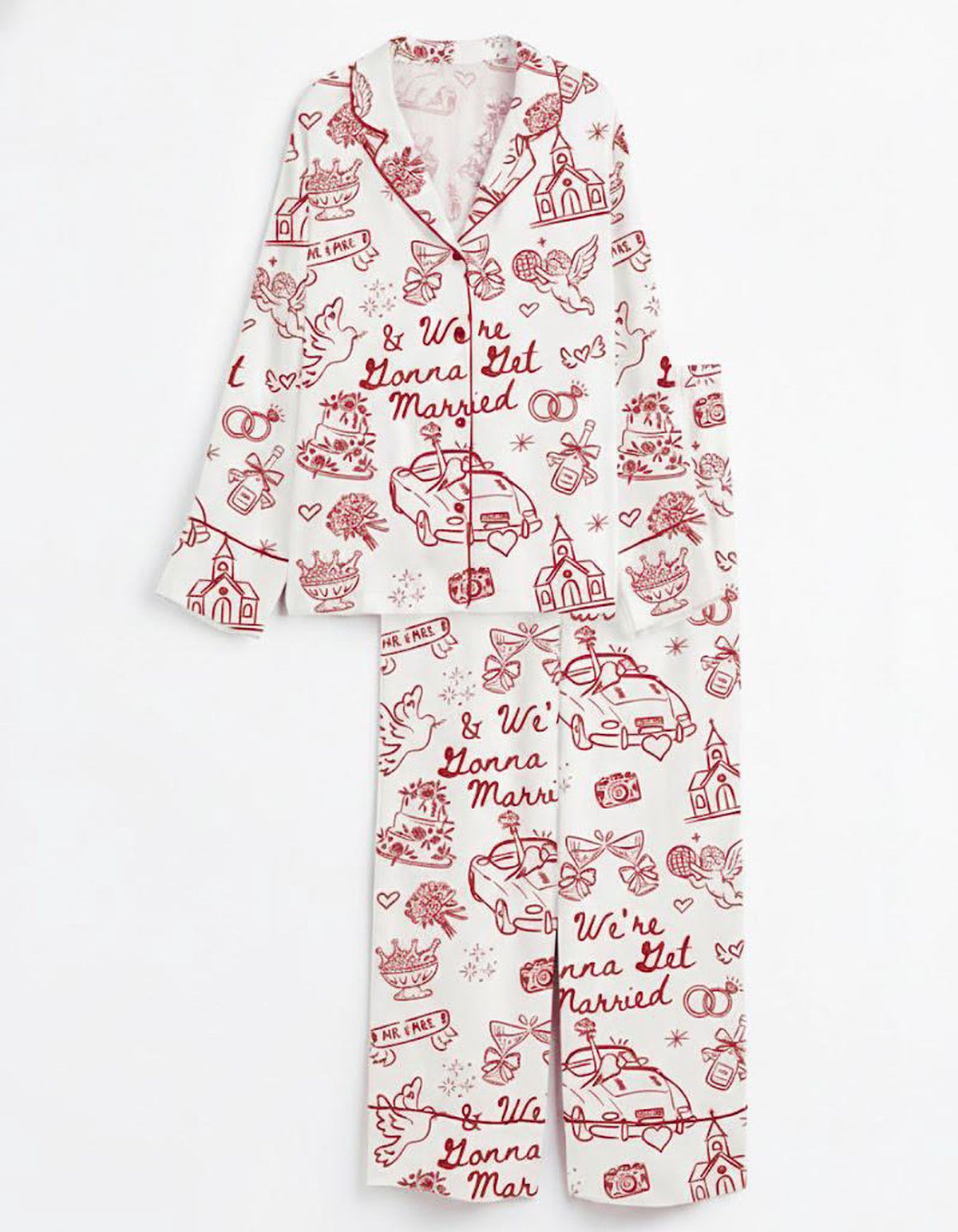 Wedding Satin Pajama Set Bridal Party Nightwear Gifts Her