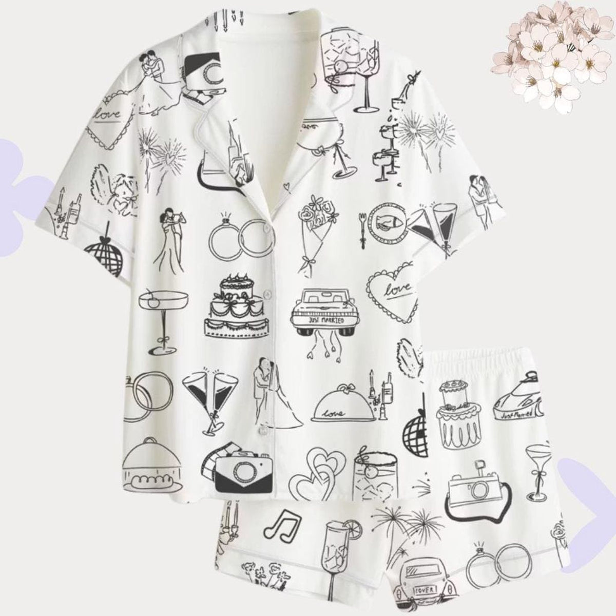 Chic Wedding Pajama Set: Perfect Bridal Shower Gift & Honeymoon Sleepwear