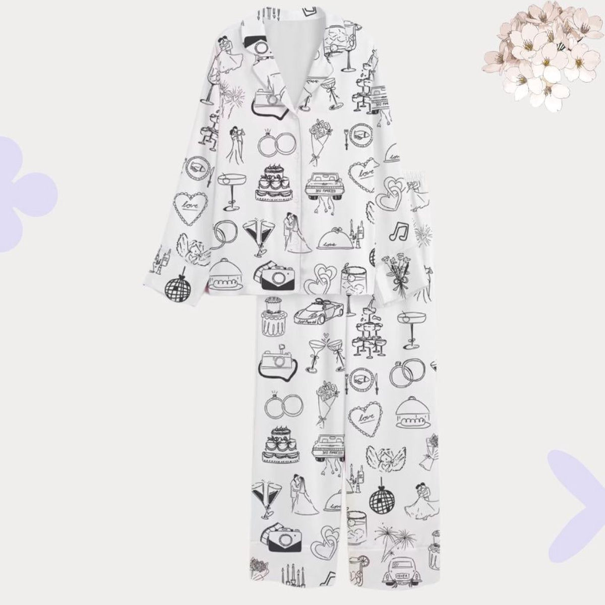 Chic Wedding Pajama Set: Perfect Bridal Shower Gift & Honeymoon Sleepwear