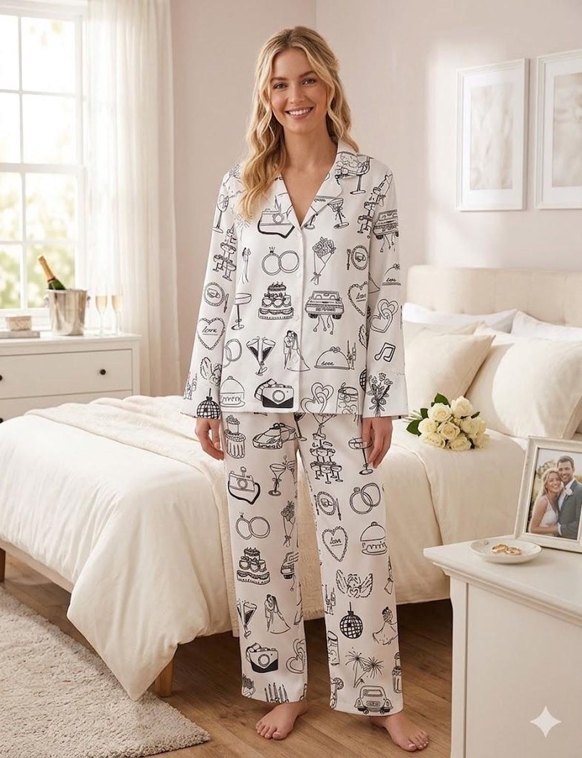 Chic Wedding Pajama Set: Perfect Bridal Shower Gift & Honeymoon Sleepwear