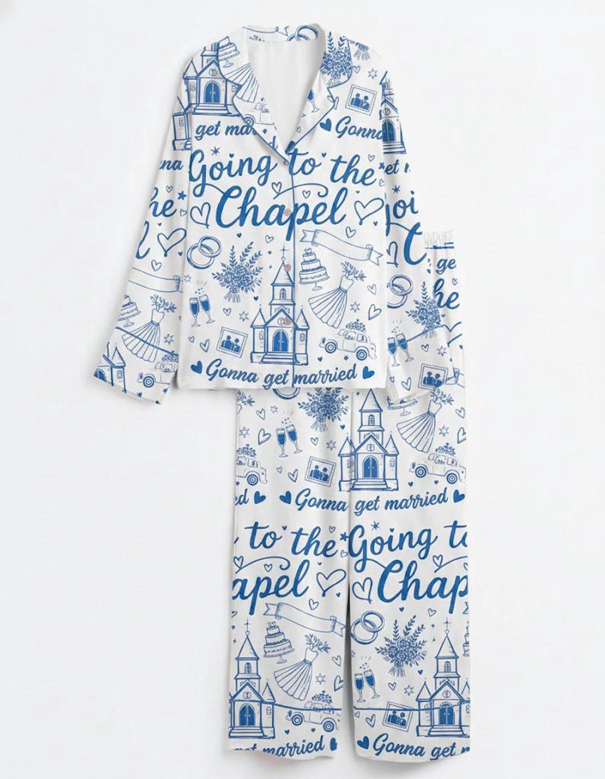 Wedding Pajamas Women Set Chapel Bridal Shower Bride To Be Gonna Get Married Morning Sleepwear