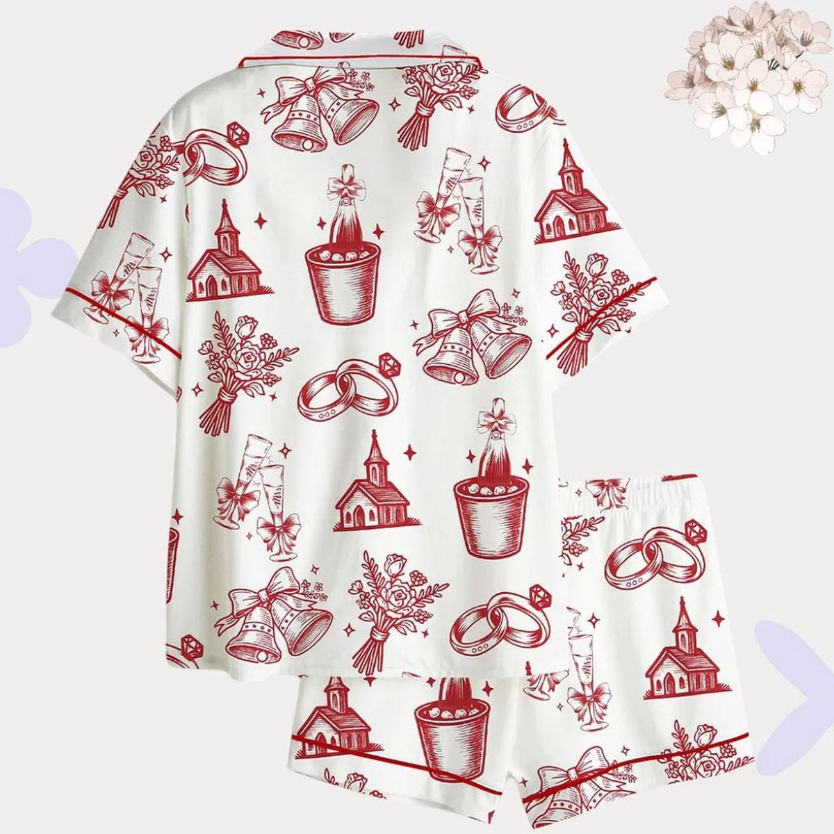 Romantic Wedding Toile Pajamas for Bride - Elegant Bridal Morning Sleepwear