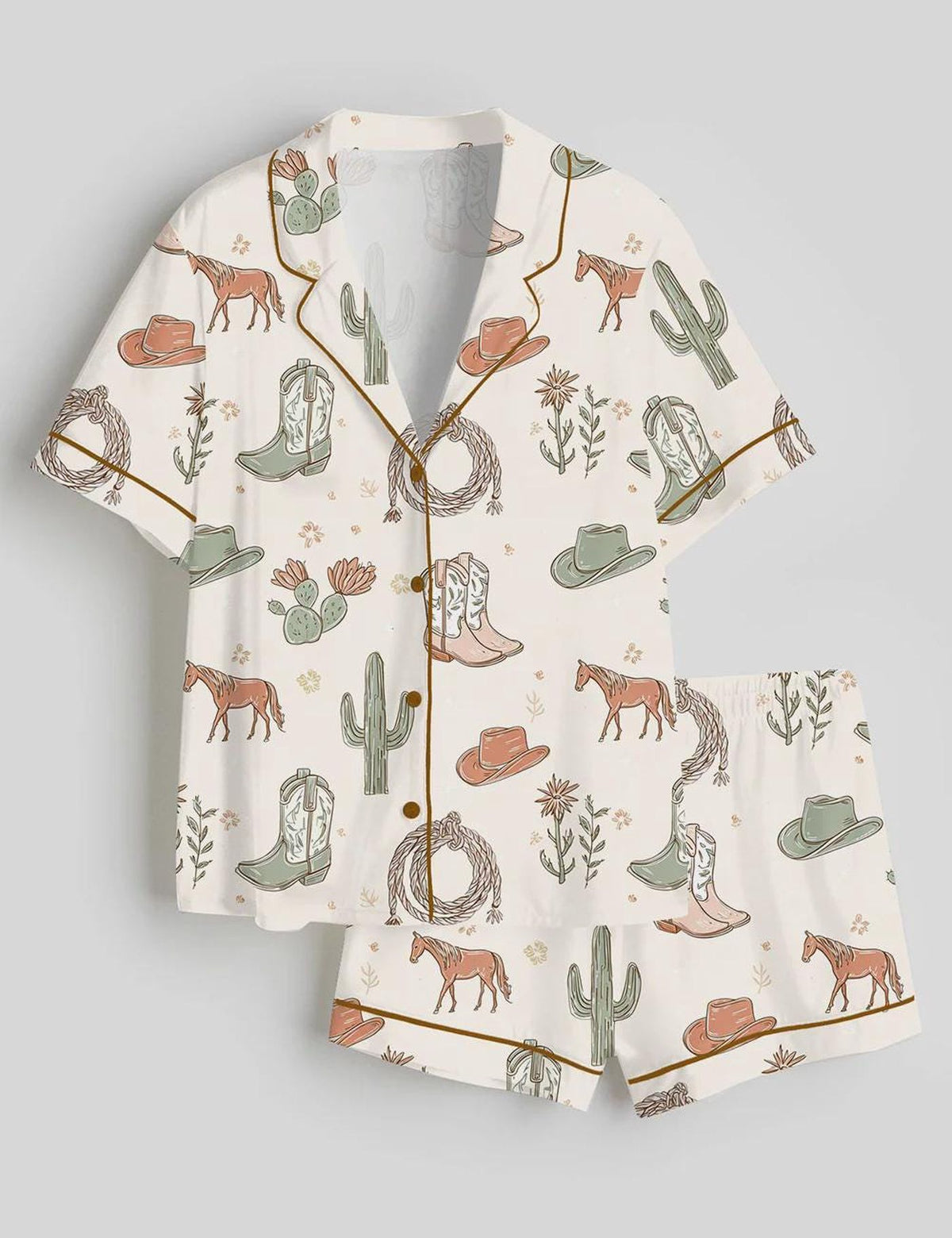 Western Cowgirl Boots & Horse Pajama Set - Perfect for Cowgirl Bachelorettes & Nashville Girls Trips