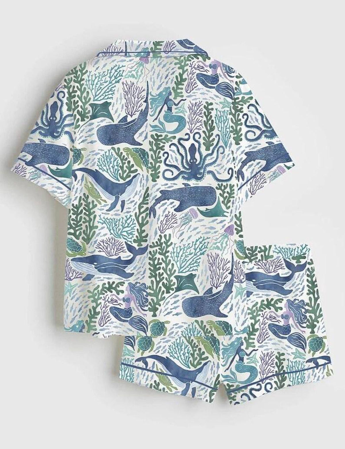 Whale Ocean Pajamas Women Set Coastal Sleepwear Marine Life Nautical