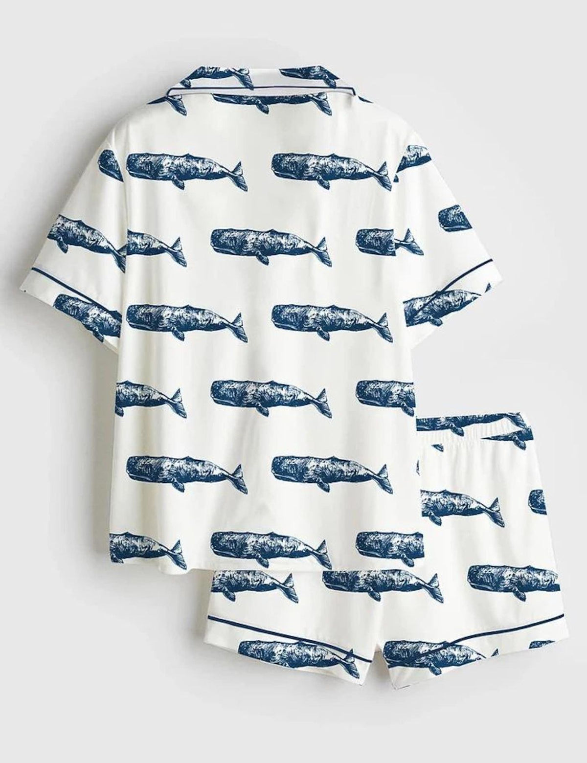 Whale Print Pajama Set Women Ocean Sleepwear Coastal Animal Gift