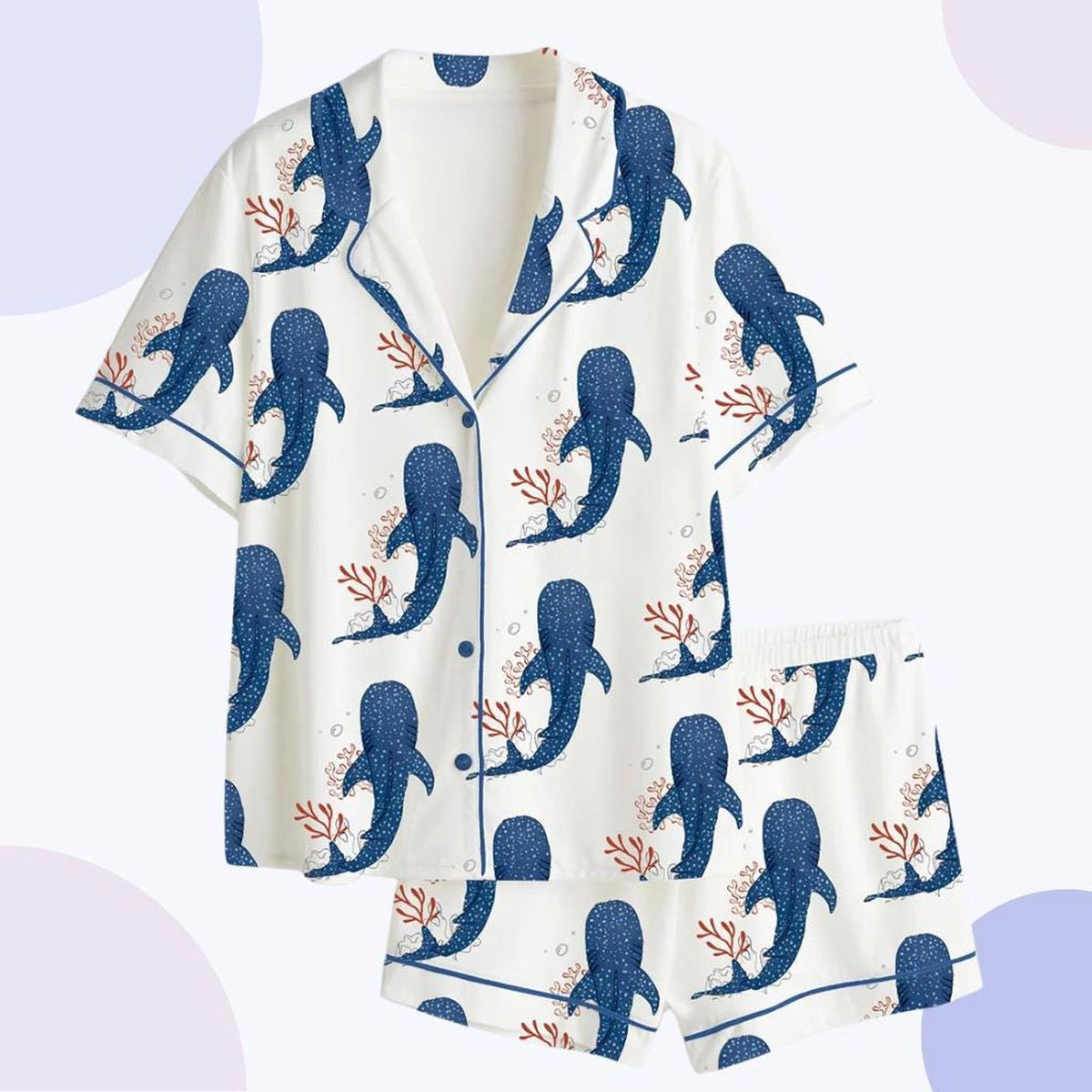 Whale Shark Print Pajama Set - Sea Life Loungewear for Ocean Lovers