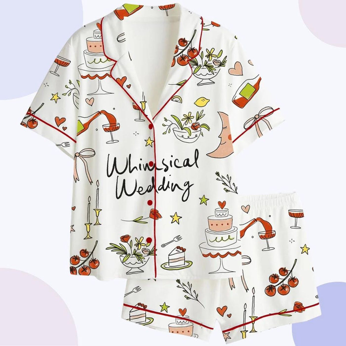 Whimsical Wedding Pajamas Set for Bride & Bridesmaid - Bachelorette Party Gift & Getting Ready Outfit