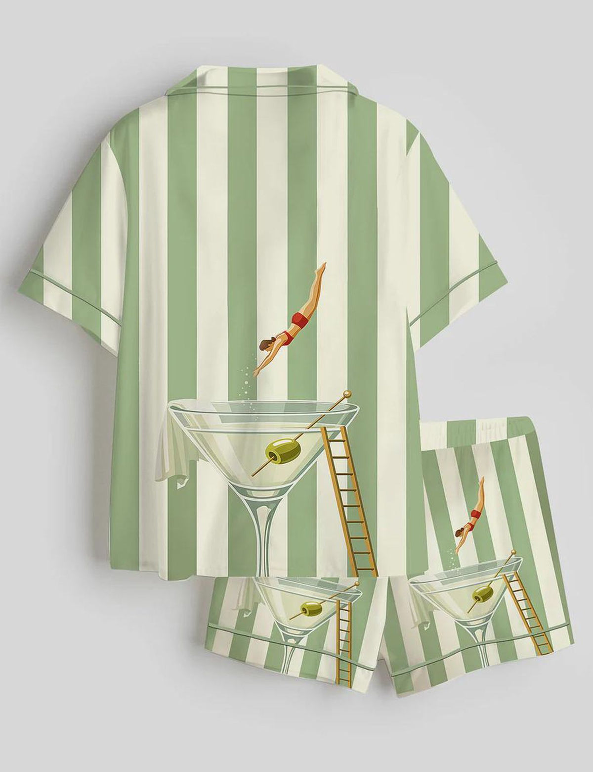 Martini Cocktail Pajama Set Women Summer Lounge Vacation Wear