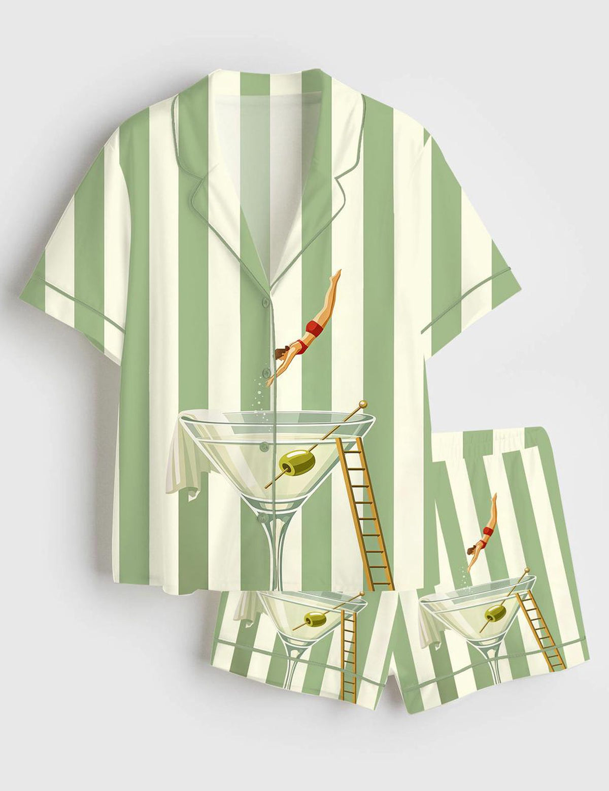 Martini Cocktail Pajama Set Women Summer Lounge Vacation Wear