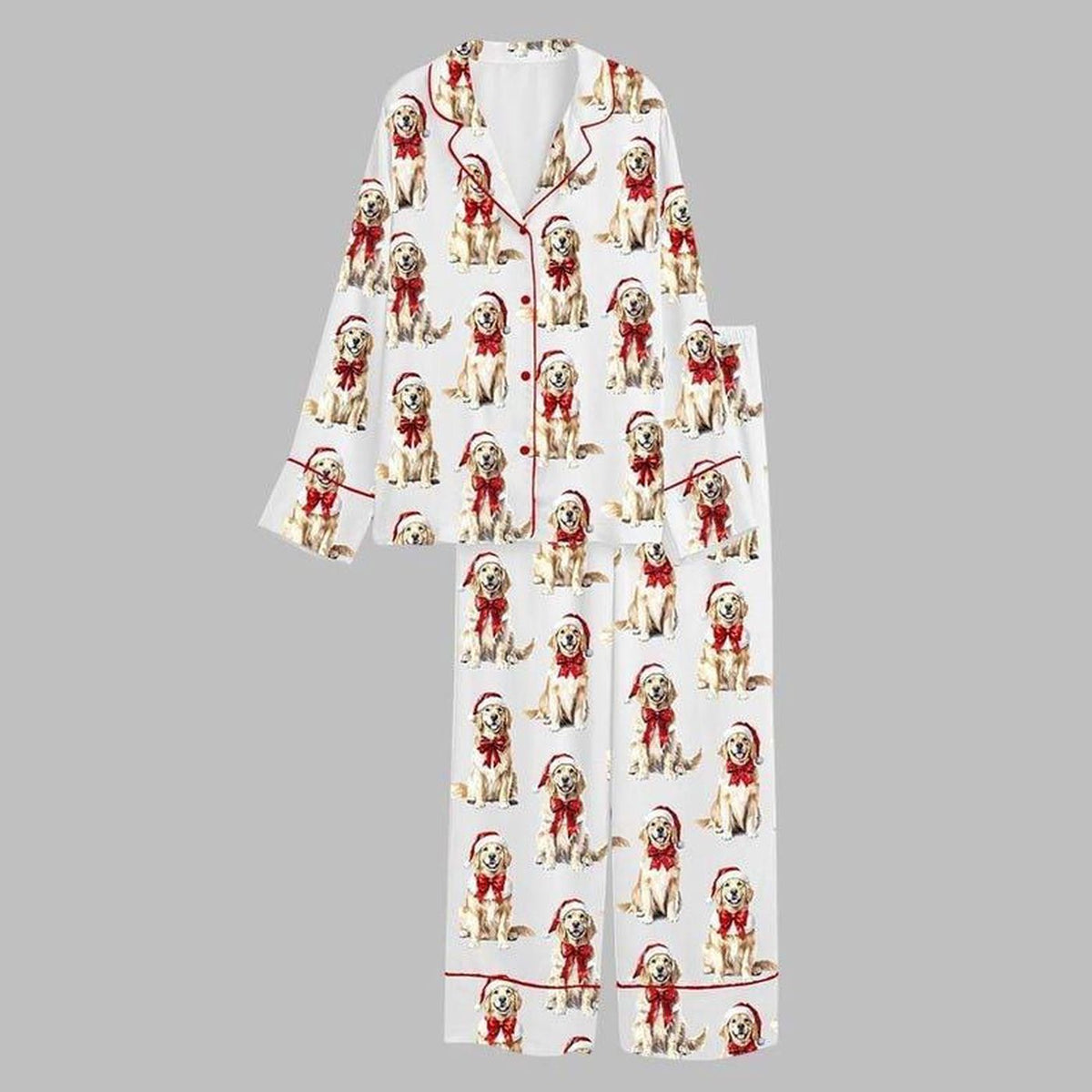 Christmas Golden Retriever Women Pajama Set Holiday Sleepwear