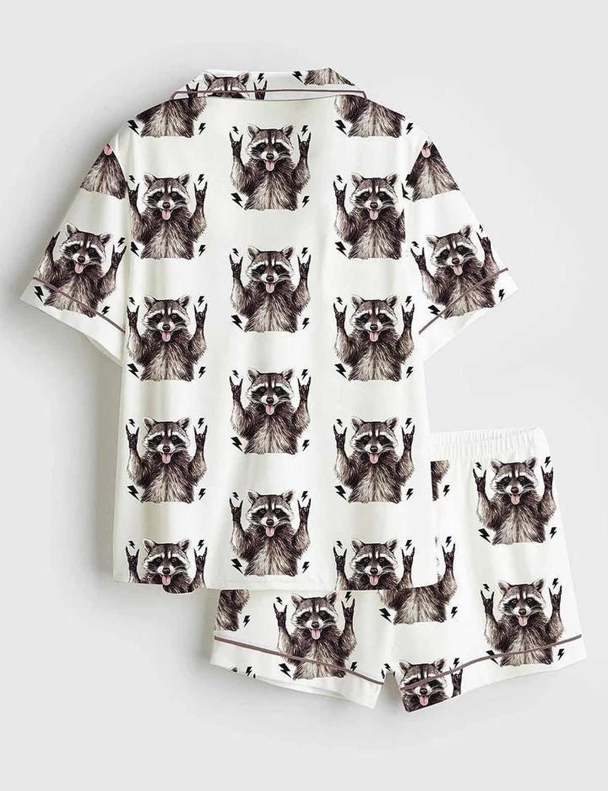 Stay Trashy in Style with Women s Feral Raccoon Satin Pajamas - Funny Animal Print Sleepwear for Unhinged Raccoon Fans