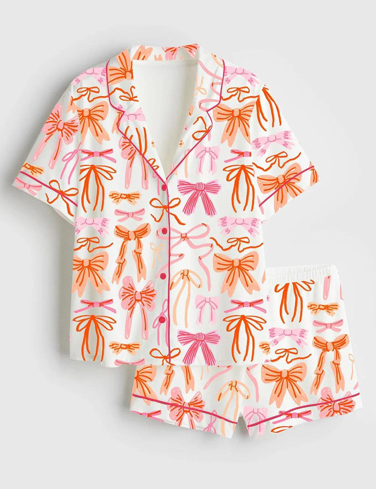 Coquette Lace Ribbon Satin Pajama Set Women Winter Gift