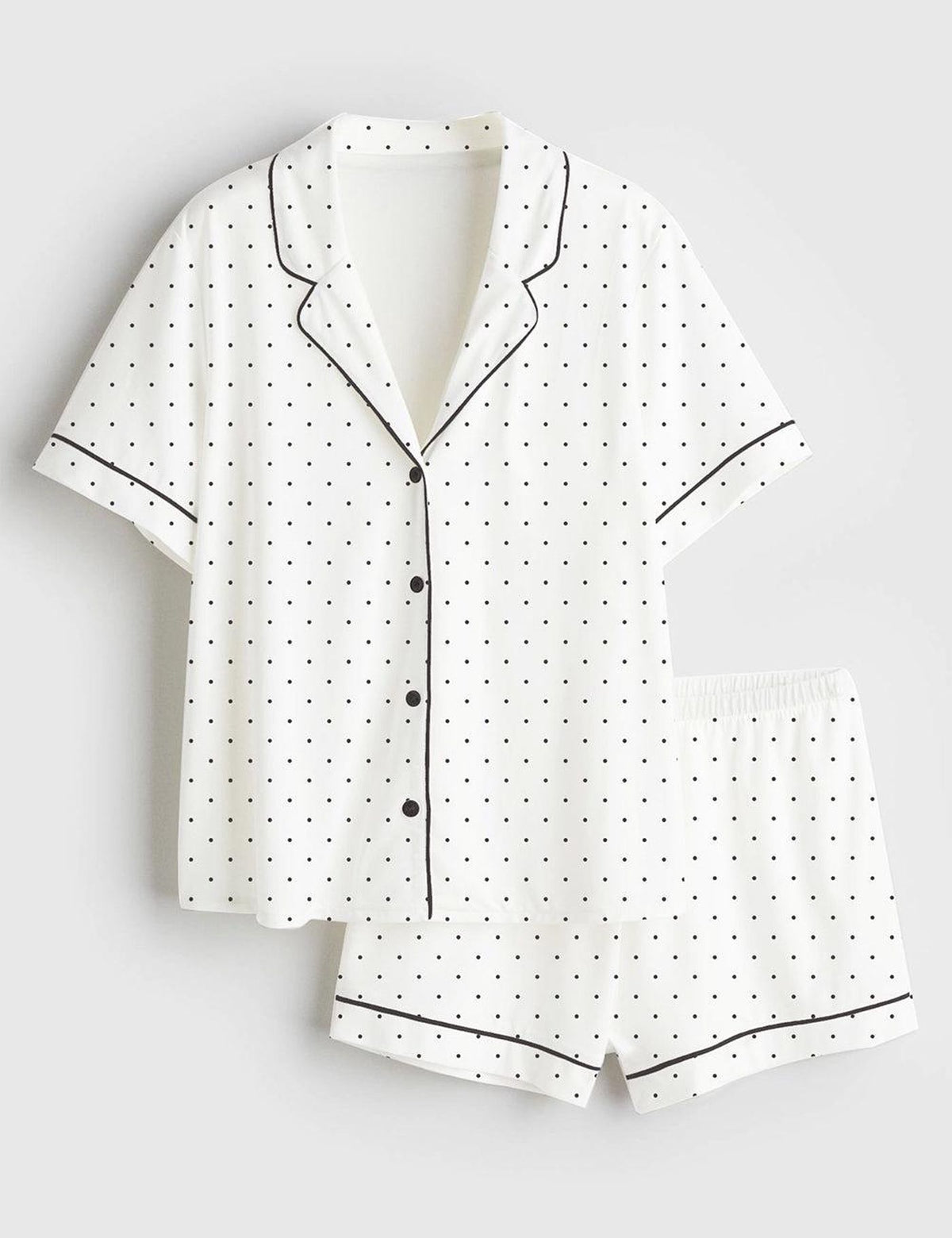 Polka Dot Women s Pajama Set Black White Sleepwear Shorts
