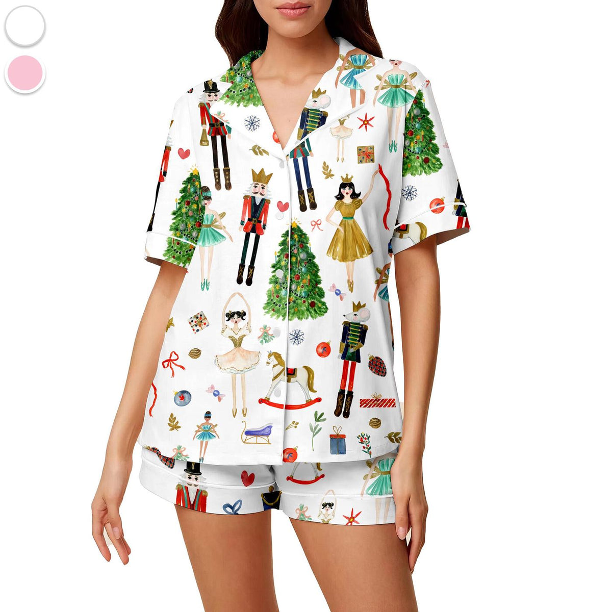 Nutcracker Print Women s Satin Christmas Pajama Set - Cozy Winter Loungewear