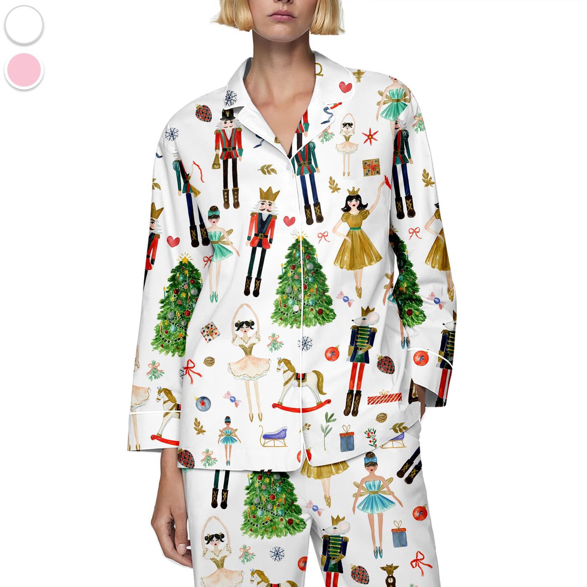 Nutcracker Print Women s Satin Christmas Pajama Set - Cozy Winter Loungewear