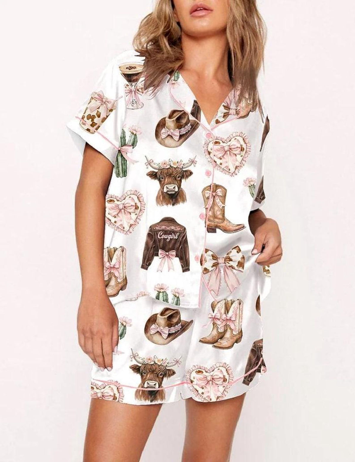 Pink Rodeo Cowgirl Pajama Set Women s Western Sleepwear