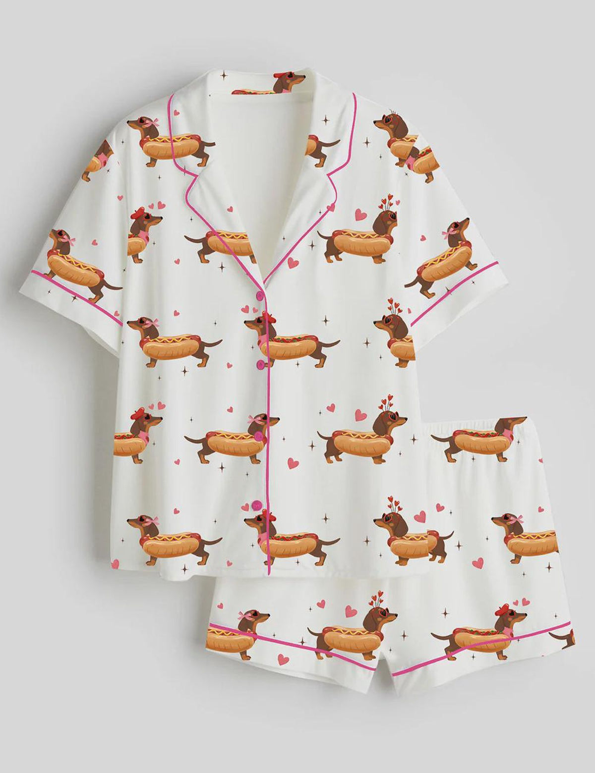 Women s Cute Dachshund Valentine s Day Pajama Set - Funny Dog Sleepwear Gift