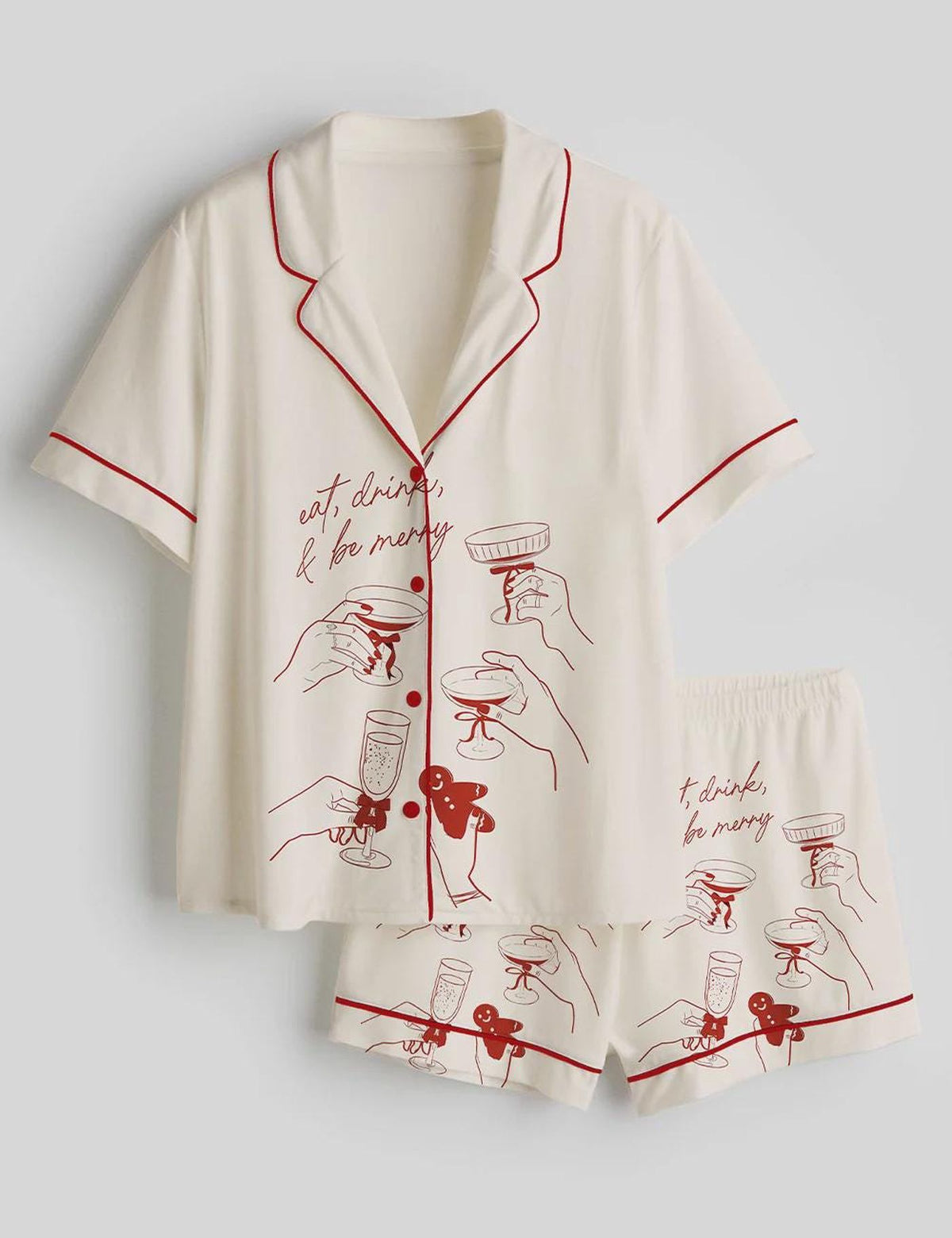 Cheers Cocktail Party Women s Satin Pajama Set - Eat Drink Be Merry Sleepwear