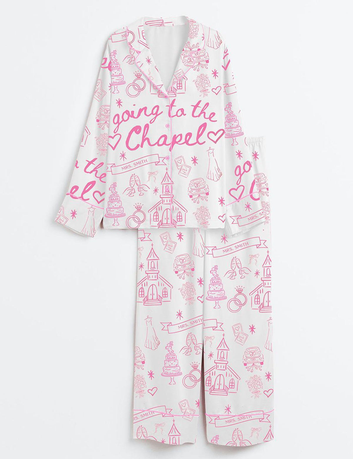 Bride Satin Pajama Set Women Halloween Sleepwear