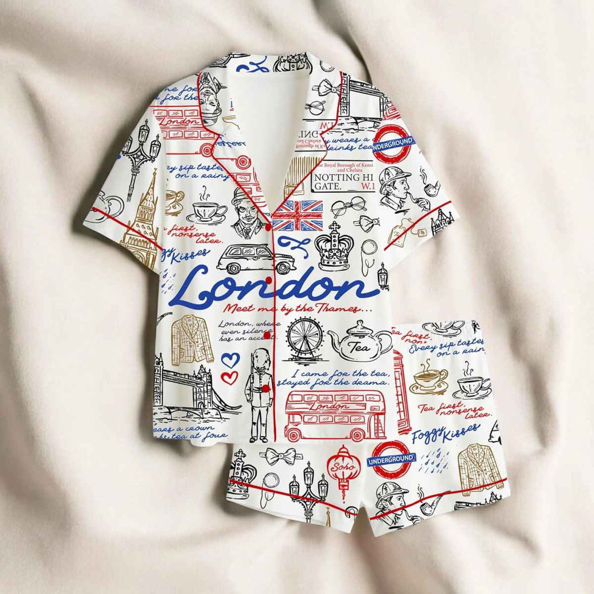 Women s London Pajama Set: British Travel Sleepwear & Souvenir Gift