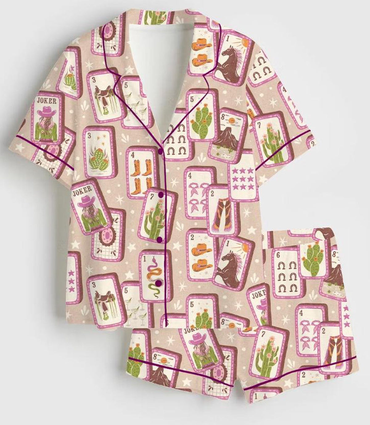 Womens Mahjong Social Club Pajama Set Funny Board Game Pajamas Silky Satin Short Sleeve Sleepwear Mahjong Lover Gift Cute Lounge Set