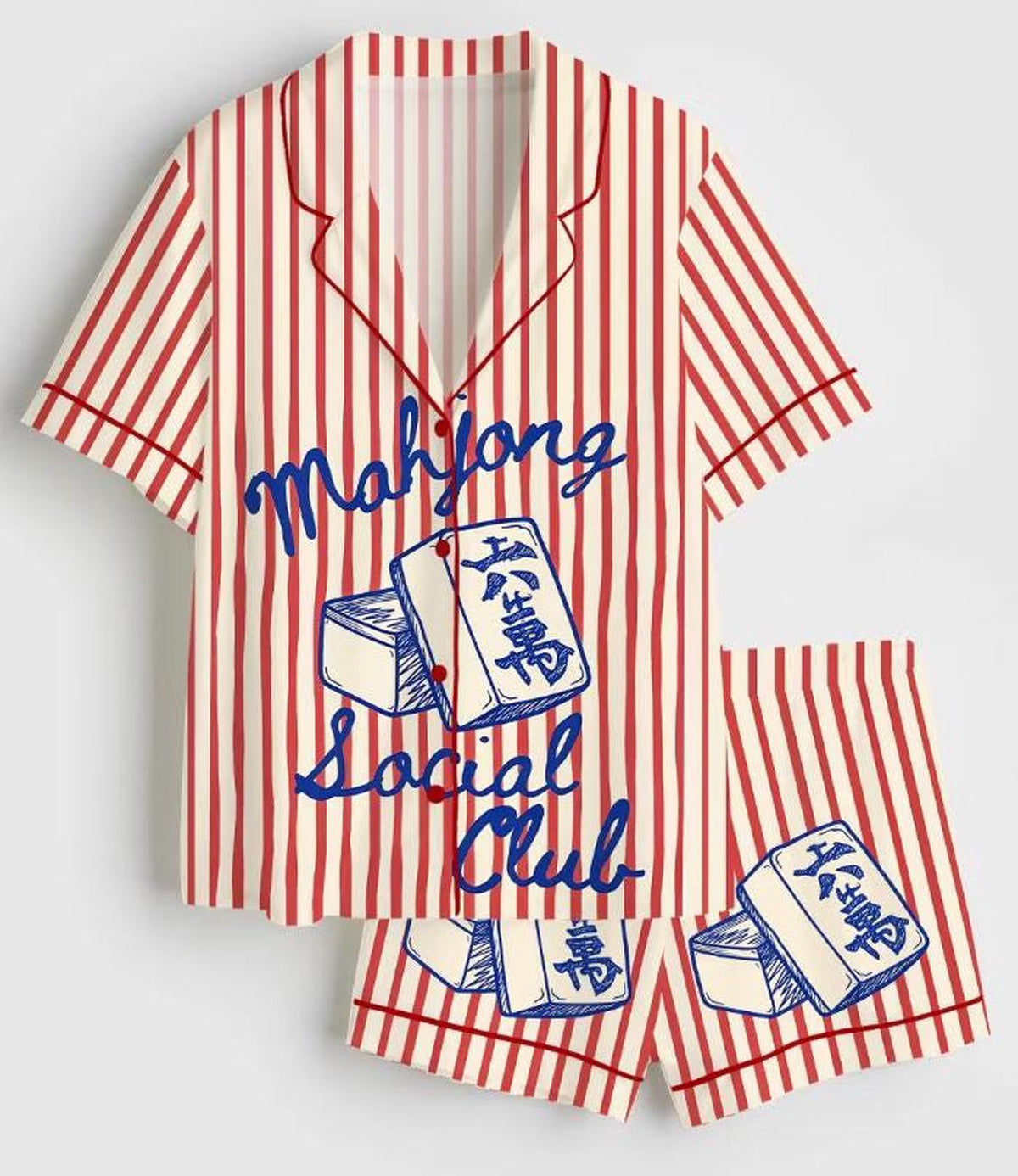 Women s Mahjong Social Club Pajama Set Funny Board Game Sleepwear Gift