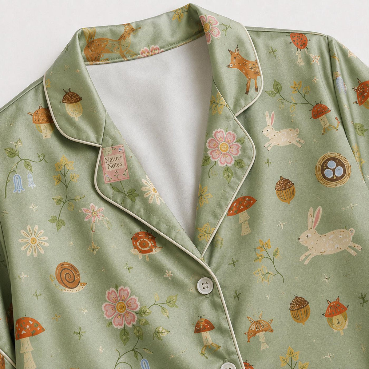 Woodland Forest Animal Pajama Set: Top Bottom Matching Loungewear Collection