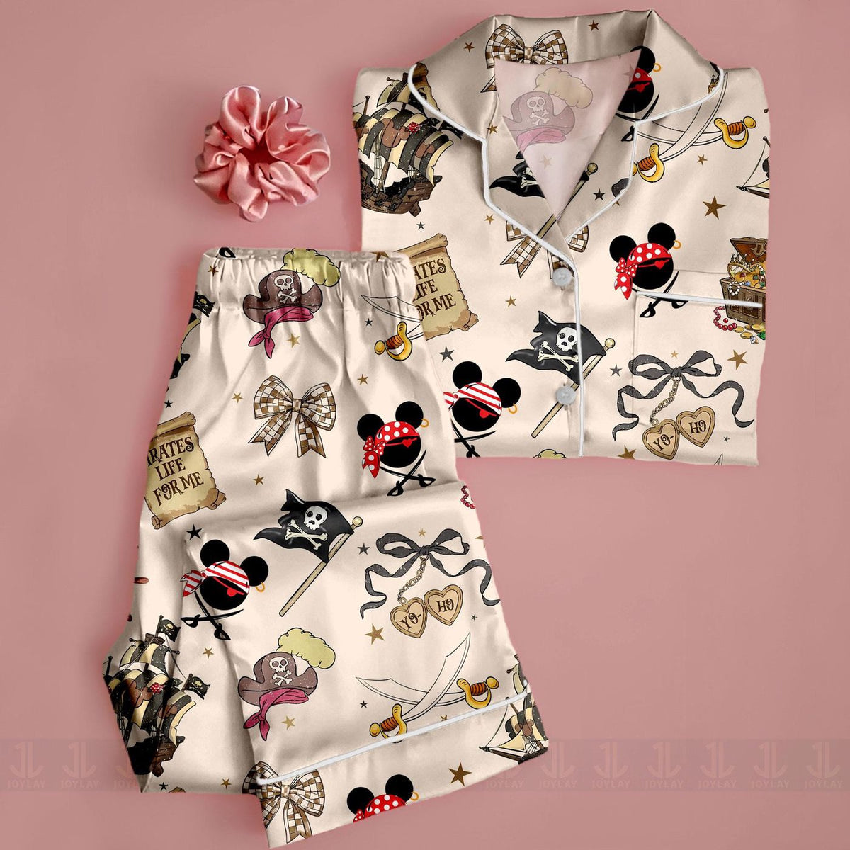 Pirate s Life Unisex Satin Pajamas Pirate Cruise Trip Long Sleeve Short