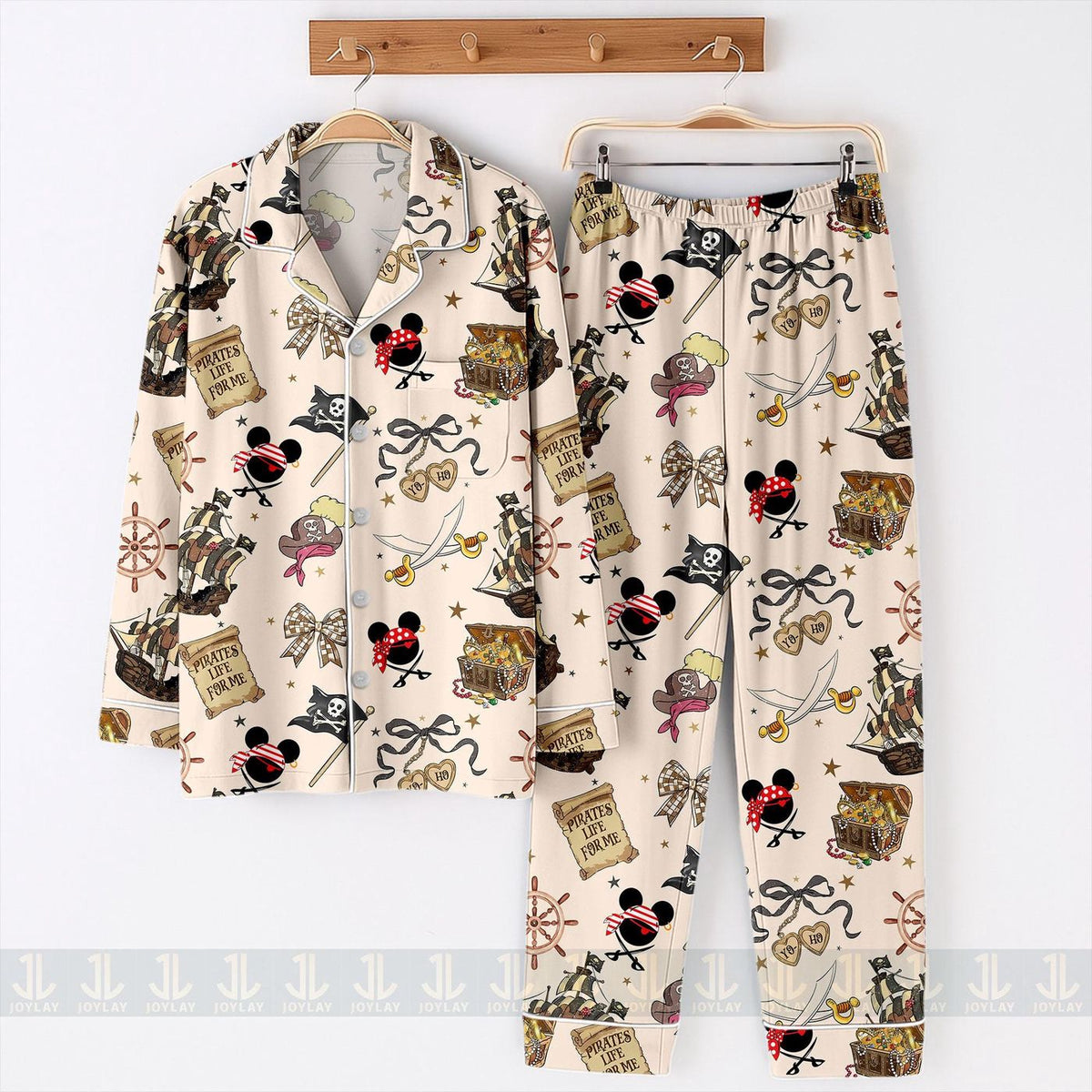 Pirate s Life Unisex Satin Pajamas Pirate Cruise Trip Long Sleeve Short